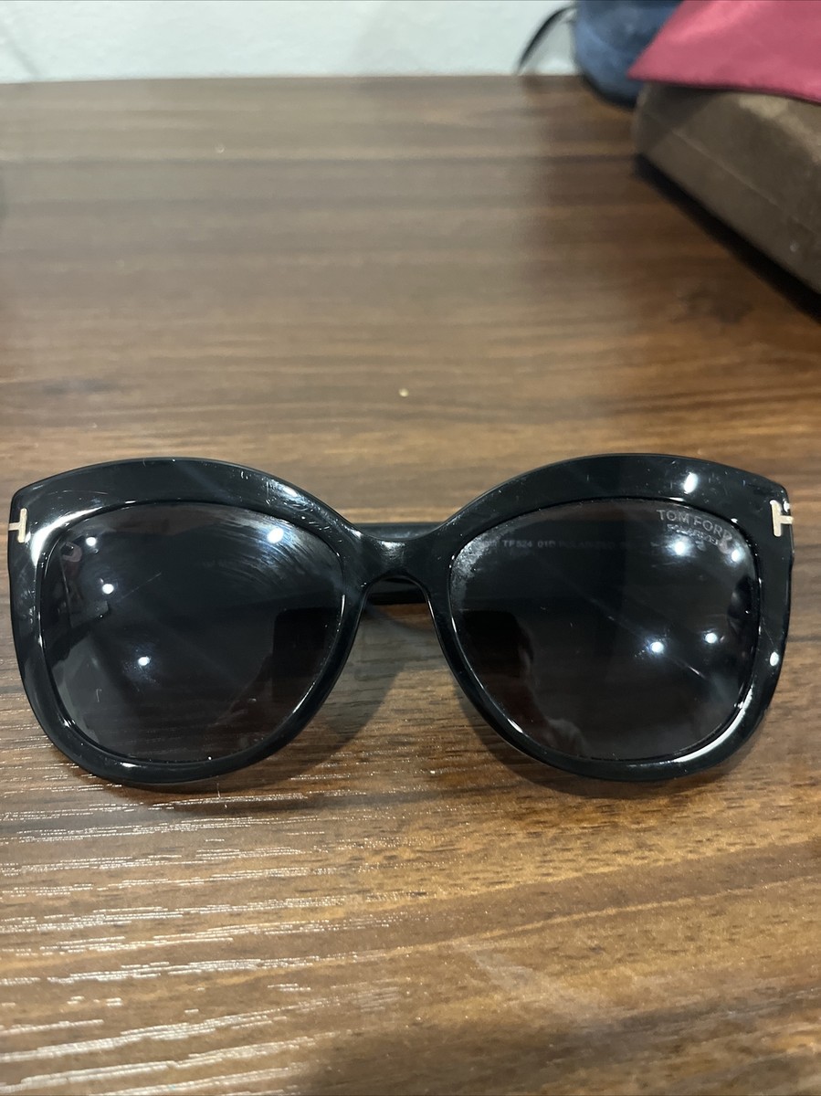 Tom Ford Alistair TF524 01D Women's Black Cat Eye Polarized