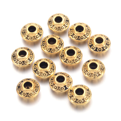 100x Antique Golden Tibetan Alloy Spacer Bicone Beads Nickel Free Spacer 6.5x6mm