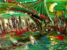 BROOKLYN Impasto  Abstract Modernist   Expressionist  Oil Painting  YRef6uH45