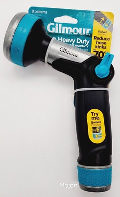 Gilmour Heavy Duty Water Nozzle Swivel Connect Metal 8-Pattern Thumb Control