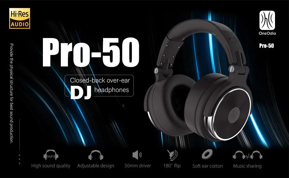 Oneodio Pro 50 Wired Studio Headphones Stereo Professional DJ