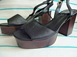 platform sandals black leather