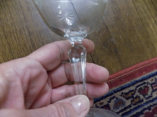 Lotto 4 Vintage Libbey Candelame Grande Bicchiere Vino MCM Asterisco Inciso 6" T - Foto 9 di 10