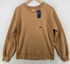 ABERCROMBIE  FITCH Sweatshirt Women M Soft A F Fleece Side Snap Brown Camel NEW