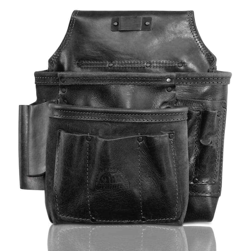 8-Pocket Black Top Grain Leather Nail & Tool Pouch – Ambassador Series