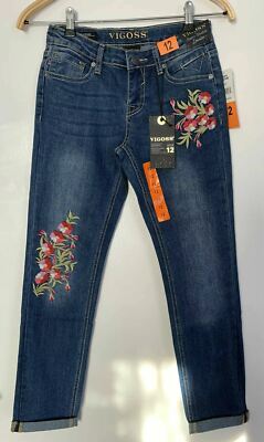 Mädchen Vigoss The Jagger Blumendesign Stretch Skinny blau Denim Jeans Alter 12 