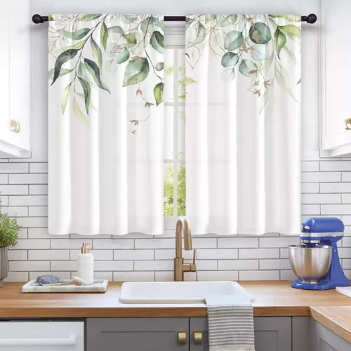 2X Rod Pocket Floral Blackout Valance Kitchen Waterproof Window Curtains Drapes - Picture 47 of 54