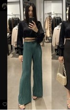 ZARA FUCHSIA PALAZZO TROUSERS WITH PLEATED WAIST AND BELT BOW SIZE S for  sale online | eBay