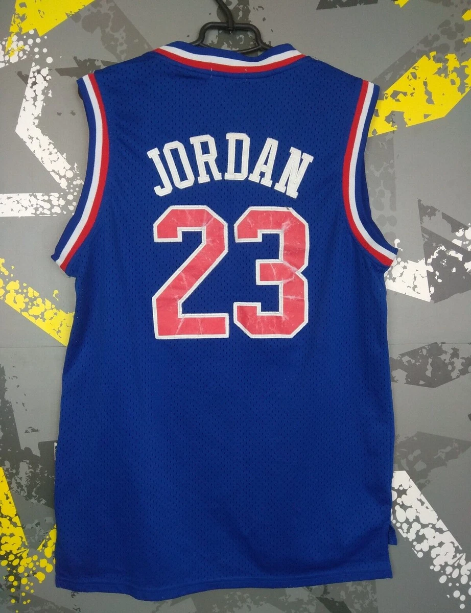 red and blue basketball jersey