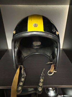 Buco Resistal Motorcycle Helmet Black Yellow Vintage