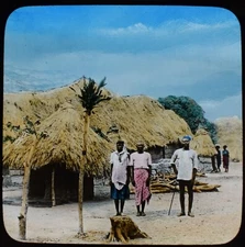 ANTIQUE Magic Lantern Slide VIEW IN FIDITI C1890 PHOTO WEST AFRICA NIGERIA 