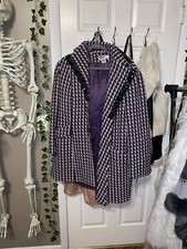 Purple Houndstooth Nine West Wool Beaded Accent Coat