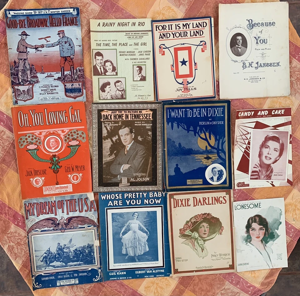 Lot Of 53 Vintage Antique Sheet Music Huge Assorted Mix Ragtime Country Berlin  - Image 3 of 4