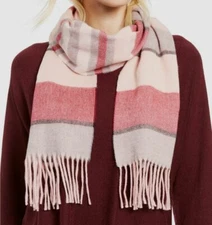$150 Cejon Women's Pink Color Block Winter Muffler Shawl Wrap Scarf One Size