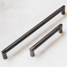 Grey Kitchen Cupboard Handles Knurled Long Slim 160mm & 320mm Dark Gunmetal Pull