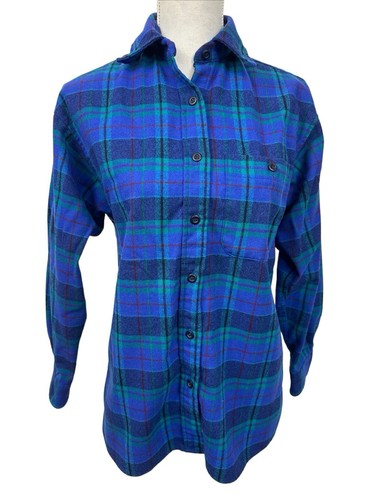 Pendleton Women's S Button Front Shirt Purple Blue Plaid Long Sleeve EUC