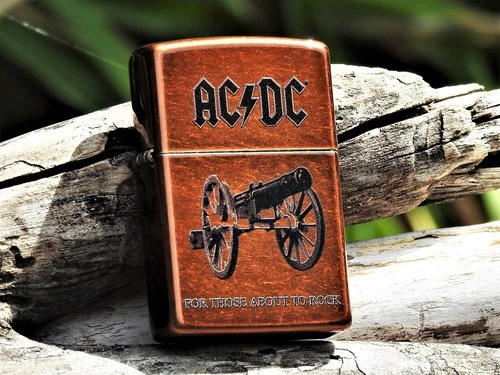 AC/DC Zippo Lighter - Cannon - Angus Young - Bon Scott - For Those About to ROCK