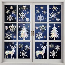 Christmas Window Clings Decorations, Window Stickers with Christmas Colorful