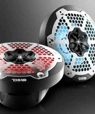 Pair DS18 HYDRO Black 6.5" 600W 4 Ohm 2-Way Marine Speakers LED RGB NXL-6M/BK