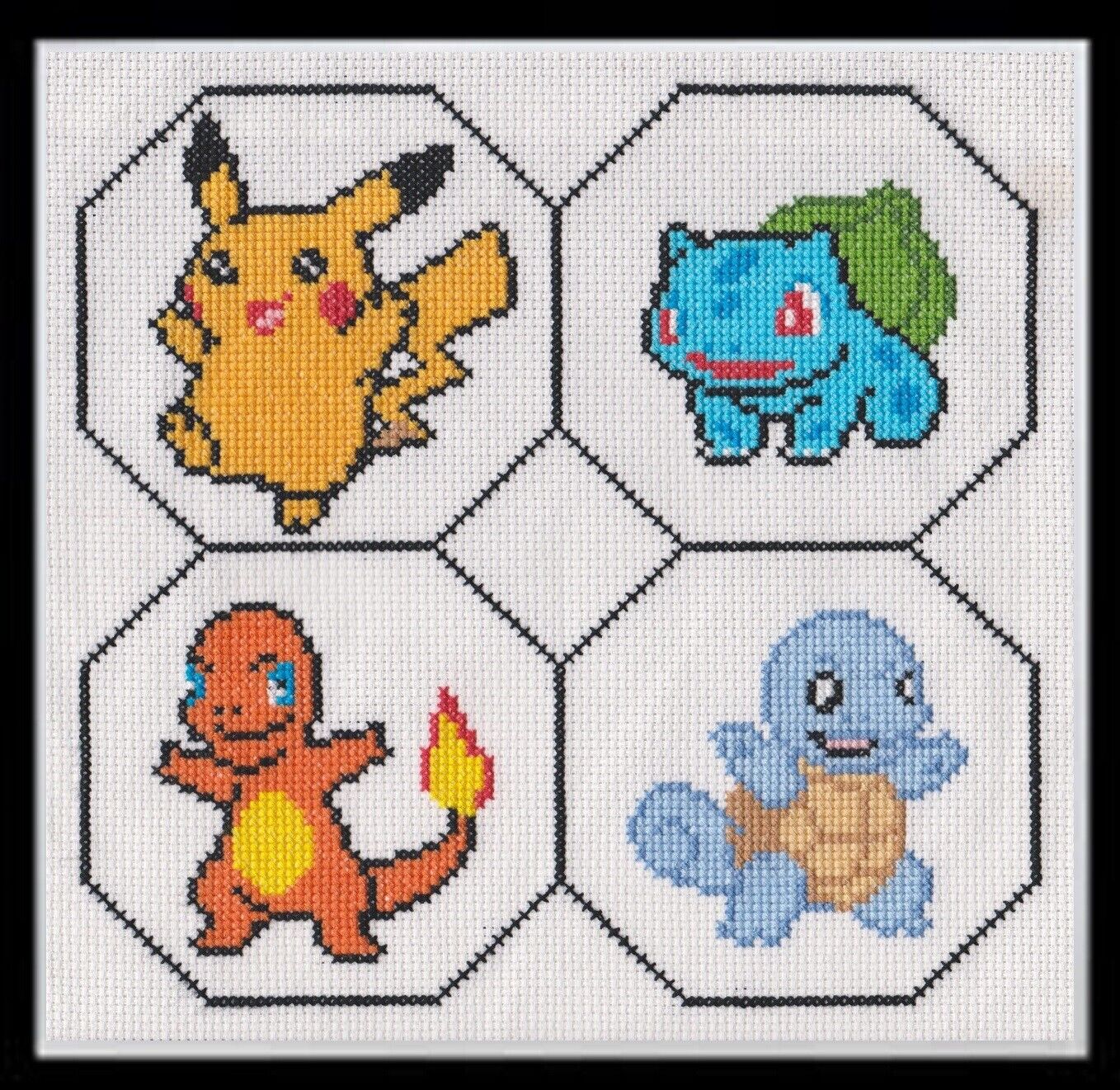 Pokemon Cross Stitch Kit - Pikachu, Bulbasaur, Charmander &