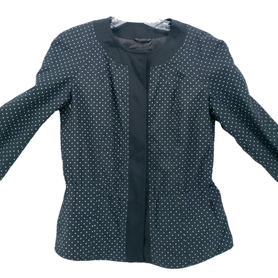 Chaqueta Emporio Armani Lunares Negra Blanca Cordón Cintura Nylon Algodón IT 42 Foto 2 de 4