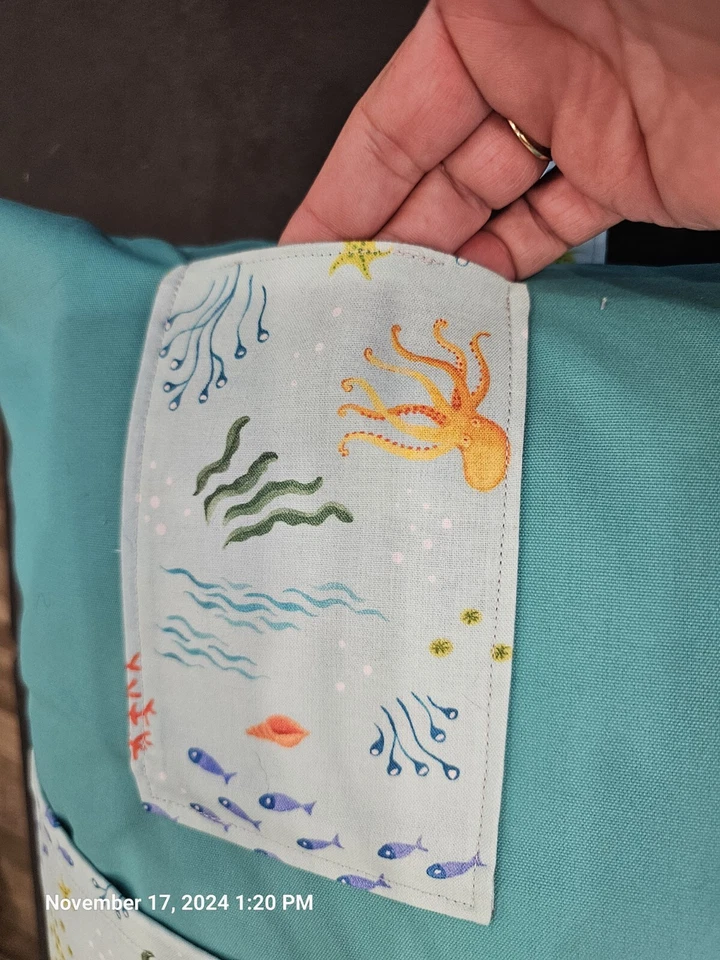 Almohada de lectura de bolsillo tema sirena, 2 bolsillos.  Solo farsa. Hecho a mano Foto 4 de 4