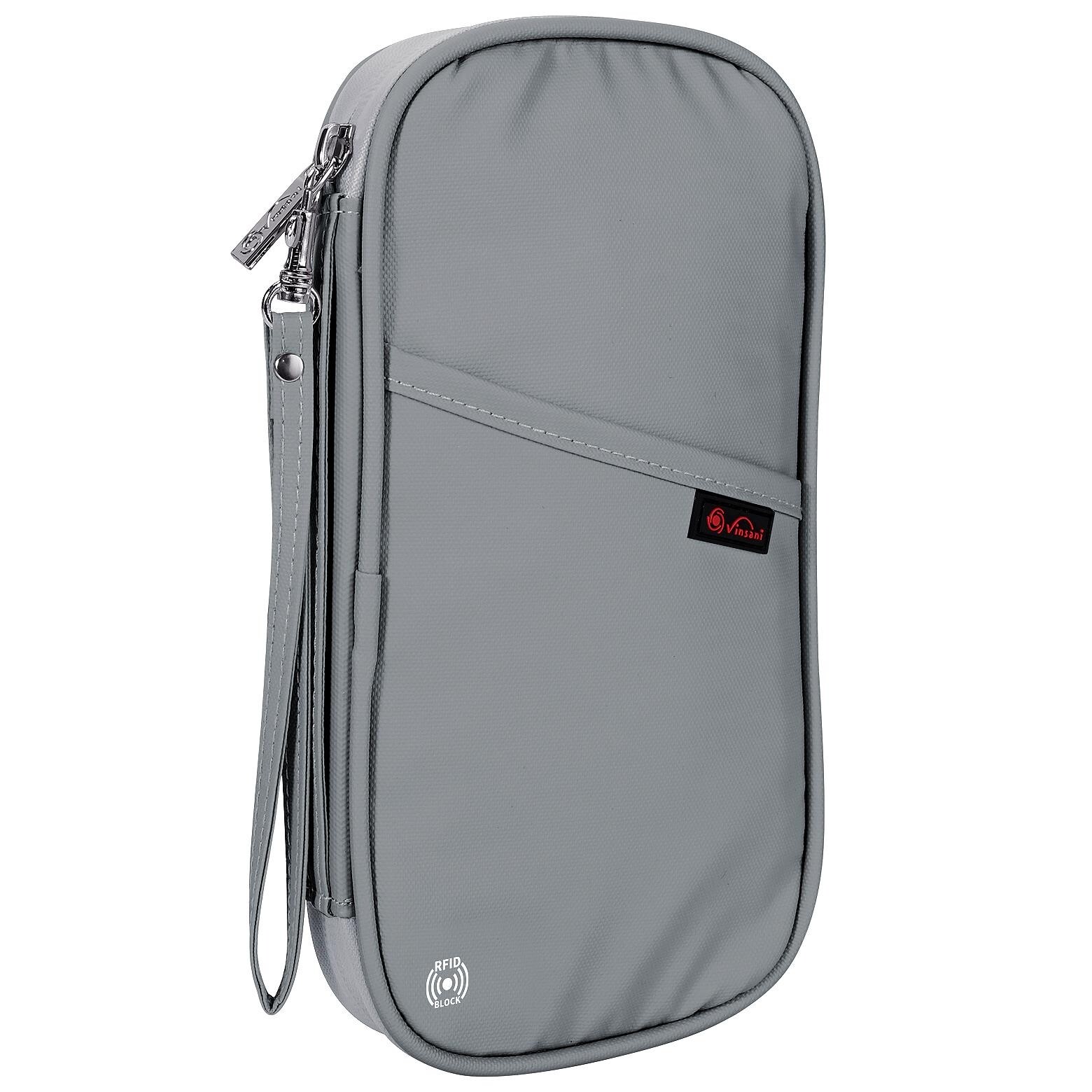 Passport Holder & Document Organiser RFID Blocking Travel Essentials Light Grey