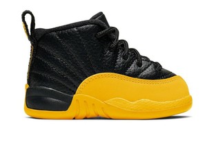 black and yellow infant jordans