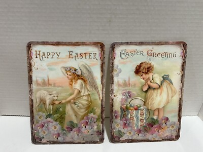 Easter Cards Vintage Decor Set Of 2 Blank Back No Envelope 7.5x5.5