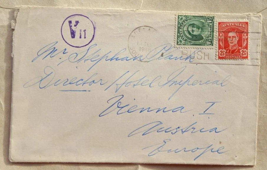AUSTRALIA 1948 COVER TO AUSTRIA WITH V 11 CENSOR ON ARRIVAL - Image 1 of 1