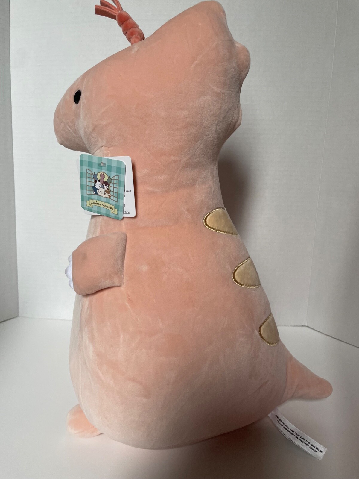 Livheart Pink Dinosaur Plush 16” Party Hat squishy mochi Round1 BNWT