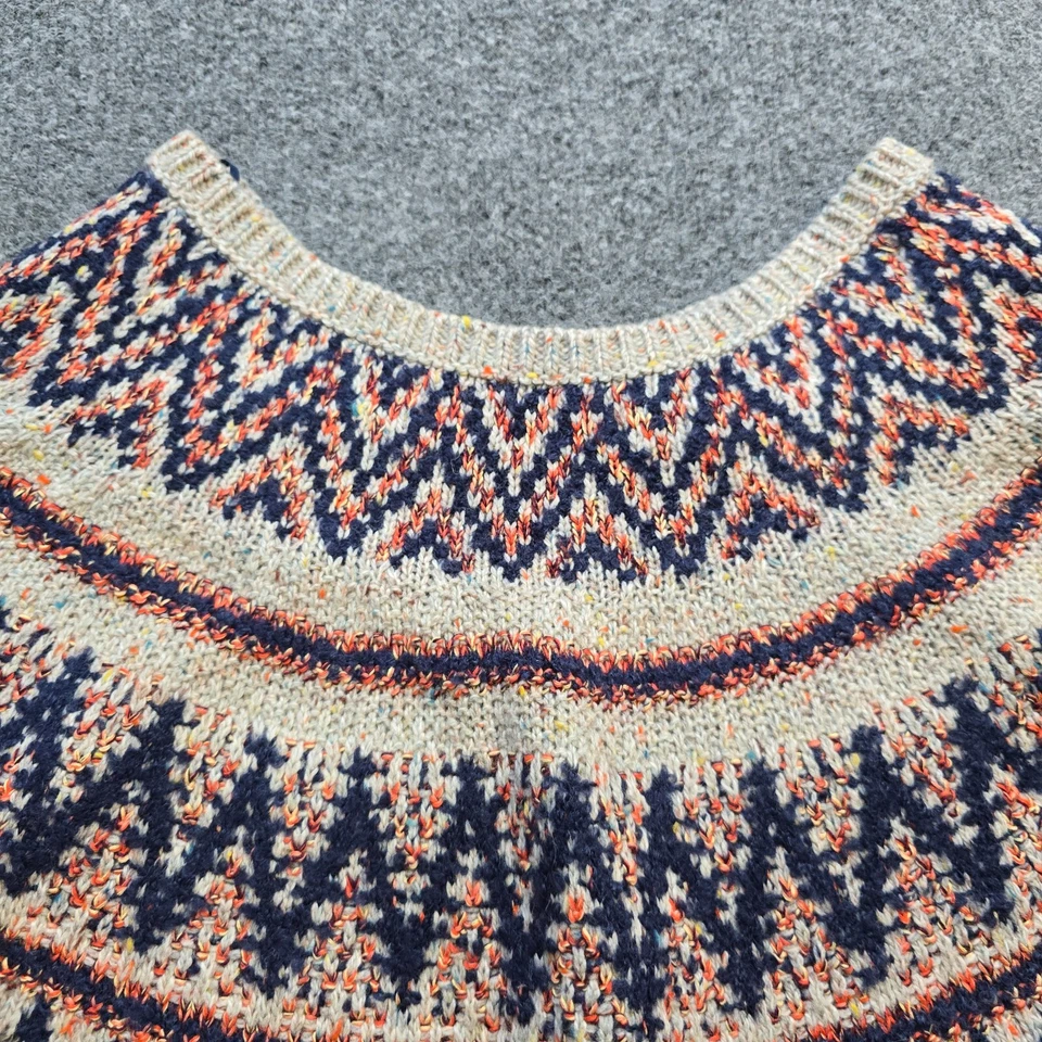 Sleeping On Snow Sweater Women Size Large Tan Wool Fair Isle Poncho Capelet Cape - Image 2 of 4