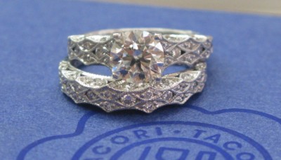 Tacori 18 Kt Rundschliff NATÜRLICHER Diamant Verlobung MASSIV Weißgold Set 2,24 kt