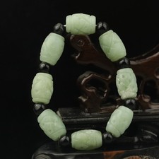 Vecchio braccialetto di perle intagliate a mano in giada naturale #7