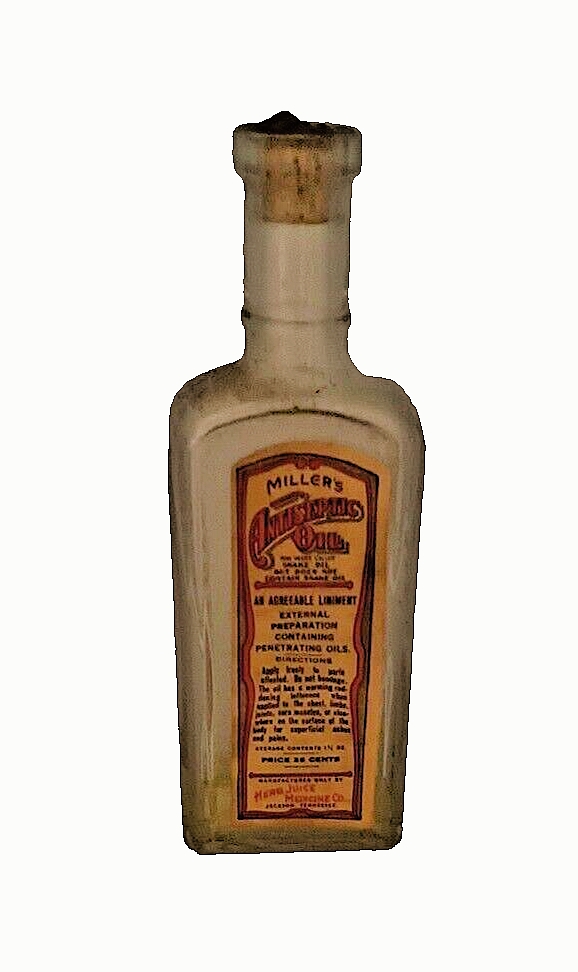 1926 Miller's Antiseptic Snake Oil Bottle 3/4 Oz w/ Original Box