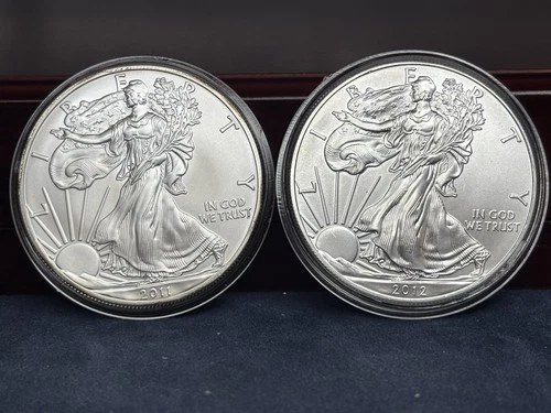 2011 & 12 American Silver Eagles .999 Silver - 2 Troy Ounces Of Great Bullion