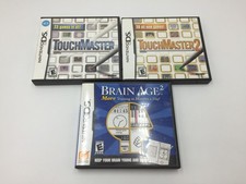 3 Nintendo DS Games,Touchmaster 1 & 2,Brain Age 2, Game ,Manual & Case
