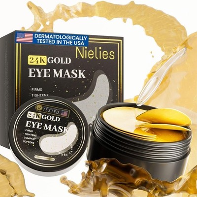 Nielies Under Eye Patches for Women (30 60 Count (Pack of 1), 24 Gold- Box 
