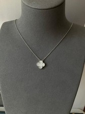 clover necklace 925 silver white gold plated 15mm mop clover necklace
