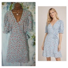 New Shein Curve plus Size Dress 3XL 20/22 Blue Floral Wrap Tea Day Summer Dress