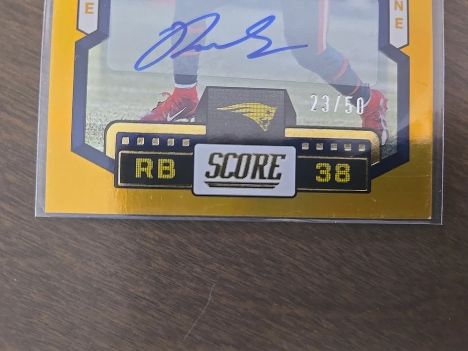 Gold Auto #'d /50 - Rhamondre Stevenson Gold Zone Signatures. NFL Patriots RB - Image 2 of 4