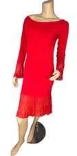Vintage 90s Runway Gianni Versace Red Lace Knit Midi Dress Size 40 Made in Italy