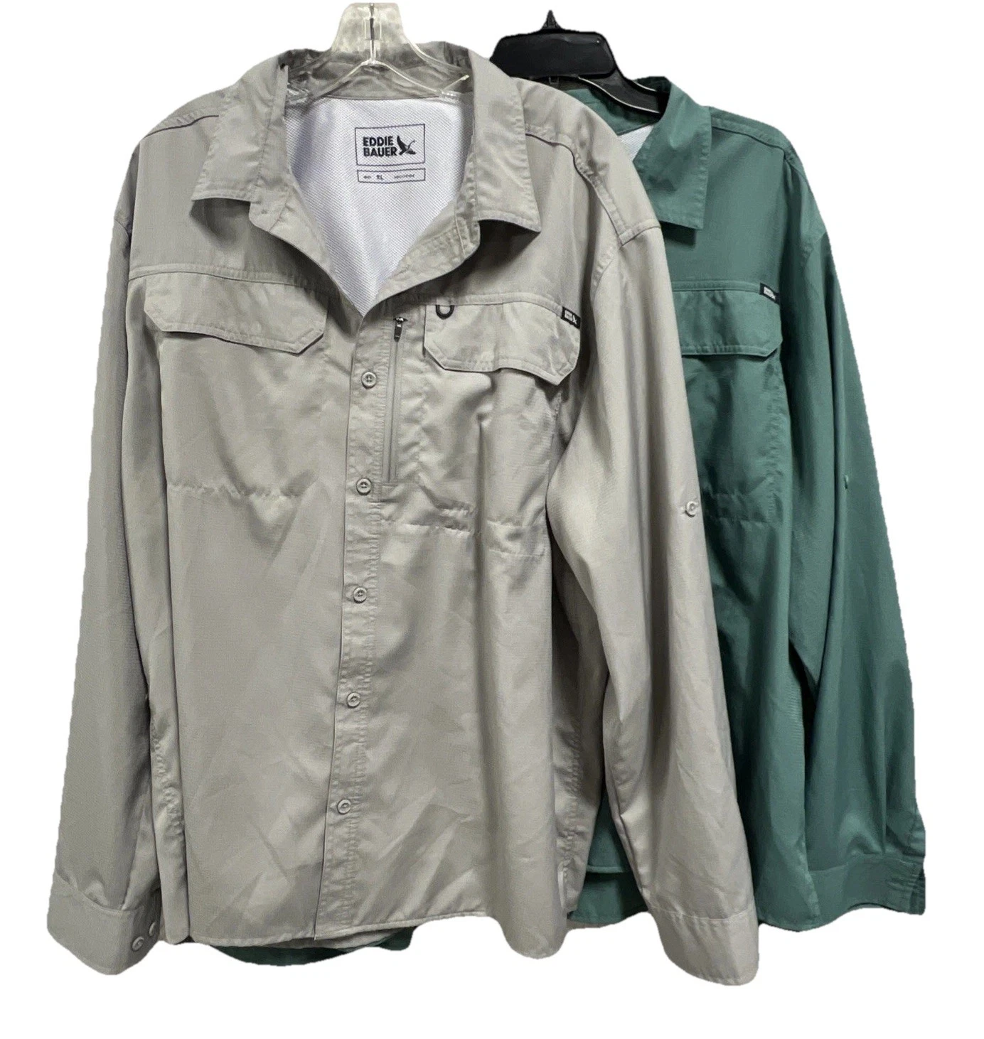 Eddie Bauer Men’s XL Fishing Shirt Lot 2 Vented Performance Outdoor Button Up