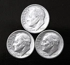1948 P-D-S 10c SILVER Roosevelt Dimes, Lot of 3 Coins, Year Set.     (R192)