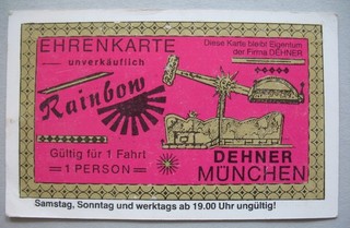 HONOR CARD MUNICH old funfair DRIVING CHIP STRETCHER Rainbow RRR!