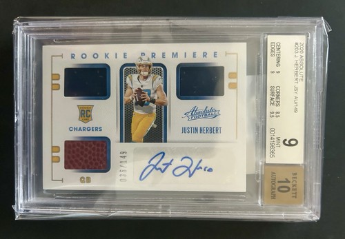 Justin Herbert [Materials Autograph] #203 2020 Panini Absolute card