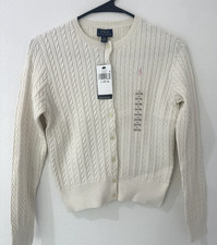 Polo Ralph Lauren Girl&rsquo;s Cotton Cable Knit Cardigan cream Size L (12-14) NWT