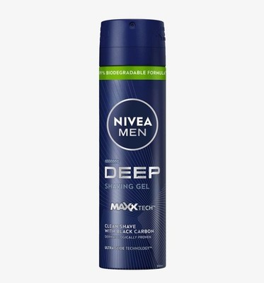 Nivea Men DEEP Shaving Gel MAXXTech Black Carbon Clean Shave 200ml 