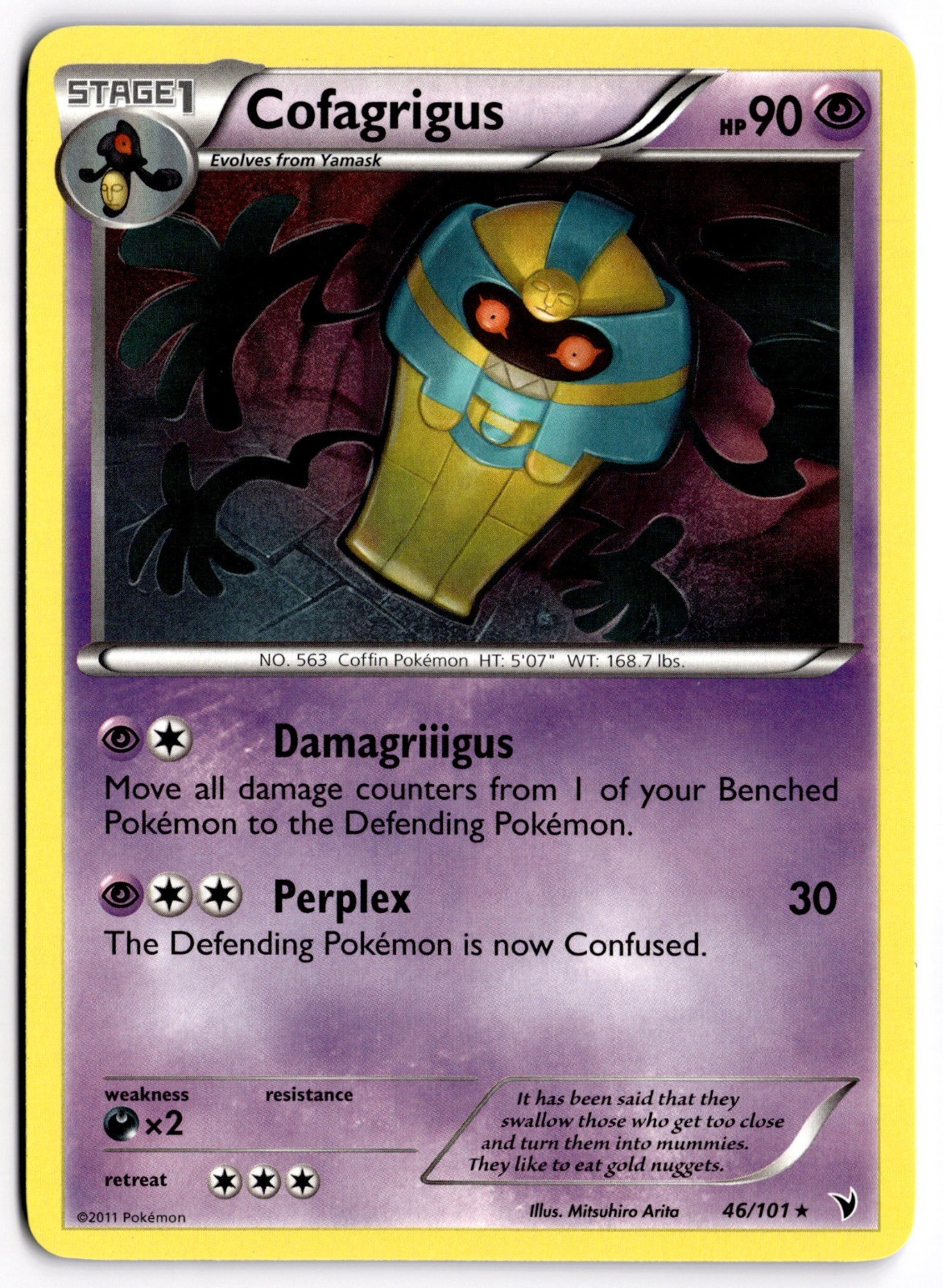Pokemon TCG Cofagrigus 46/101 Noble Victories Rare NM