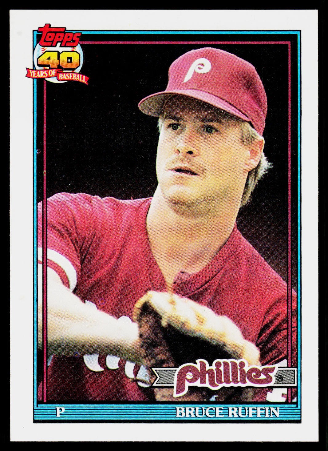 Bruce Ruffin, 1991 Topps, #637, Philadelphia Phillies,